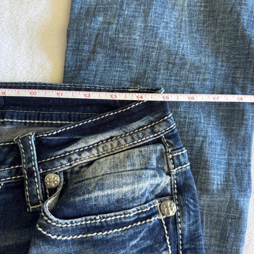 Y2K vintage Miss Me rhinestone low rise denim bootcut jeans grunge country boho - Picture 5 of 6